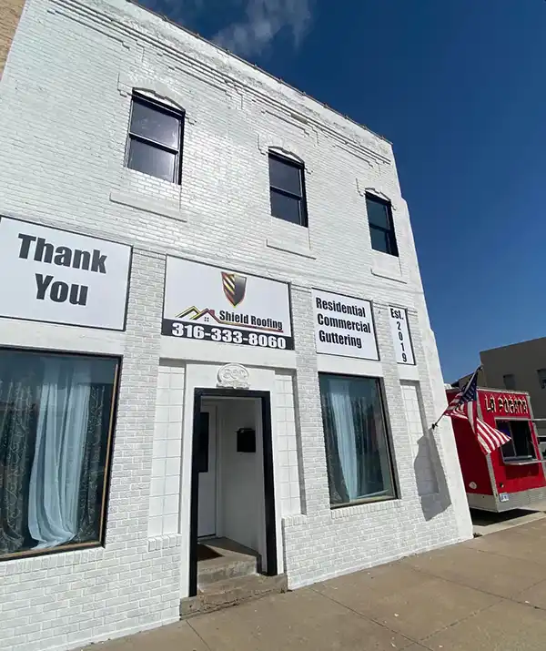 Shield Roofing's office is located in downtown Newton, KS.